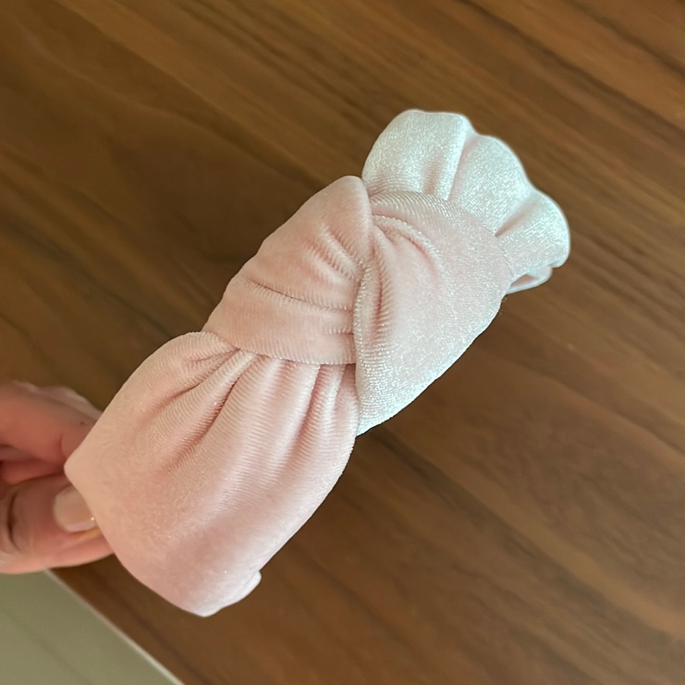 Pink velvet headband